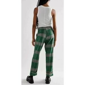 NWT Free People All For Me Plaid Low Rise Green Cuffed Pants Women’s Size 6